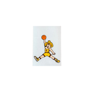 1.7 inch decal of pistol pete playing basketball
